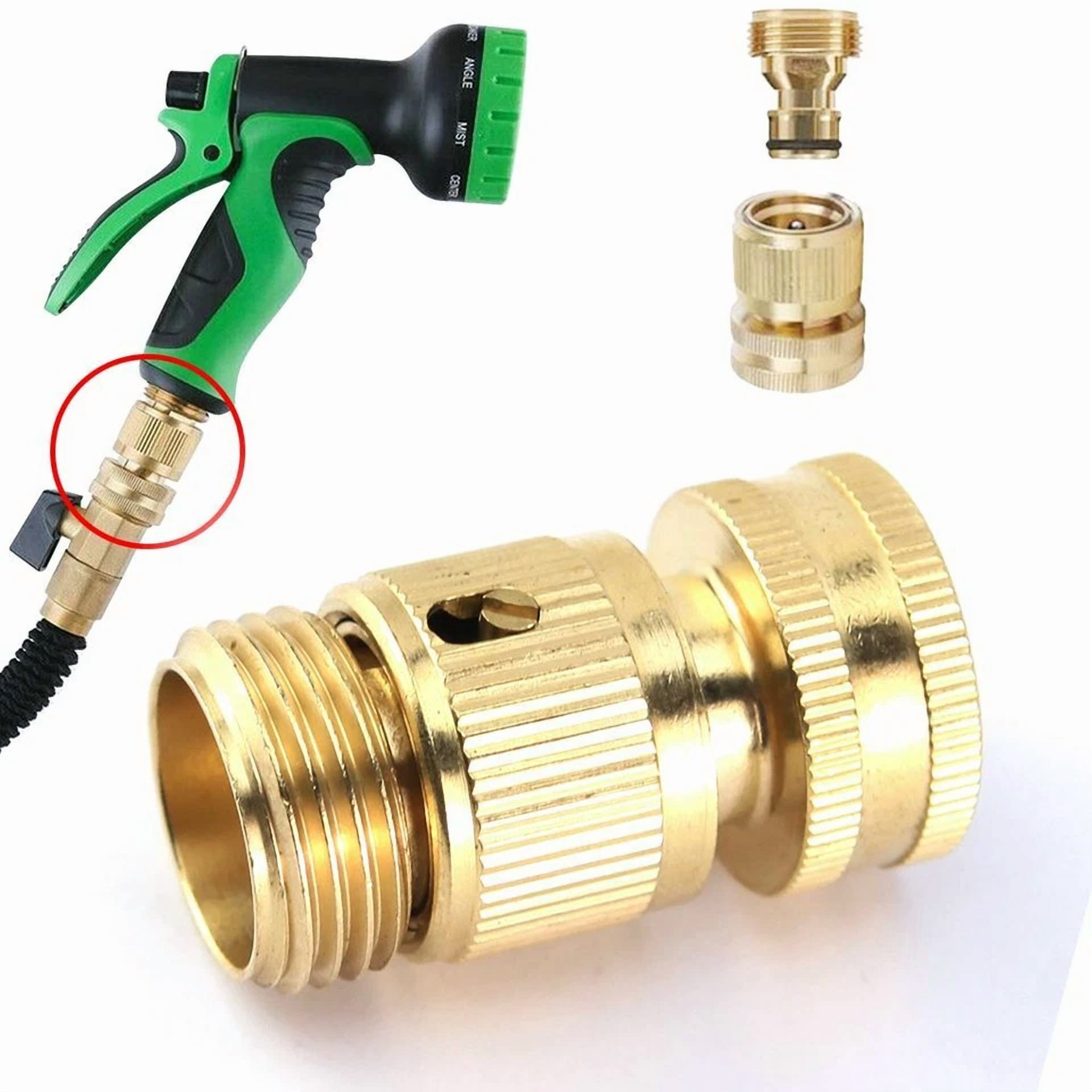 PURELY- 3/4"Garden Hose Quick Connect No-Leak Water Hose Connector Fit Brass Female Male