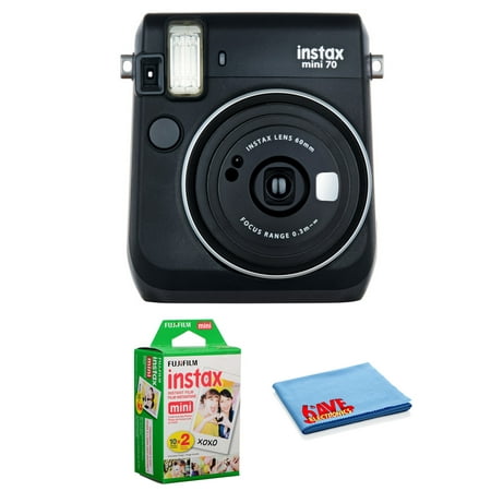 FUJIFILM INSTAX Mini 70 Instant Film Camera Moon Black Kit +Instant Film Twin Pa