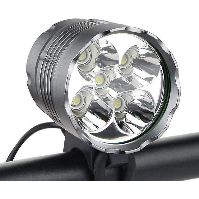 Luces para bicicleta, 6000 lúmenes, 5 luces LED para bicicleta, luz delantera impermeable para bicicleta de montaña con batería recargable, 3 modos de luces para bicicleta, faro de