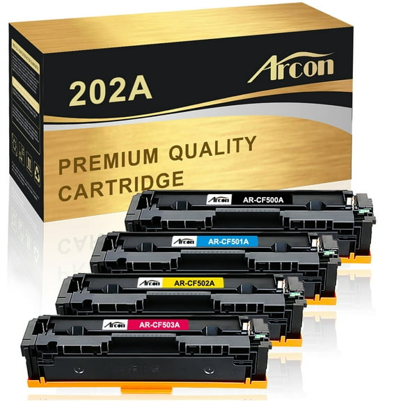 Arcon 4-Pack Compatible Toner works with HP 202A CF500A CF501A CF502A CF503A Color LaserJet Pro MFP M254dw M254dn M254nw M281fdw M281fdn M281cdw M280nw (Black Cyan Magenta Yellow)