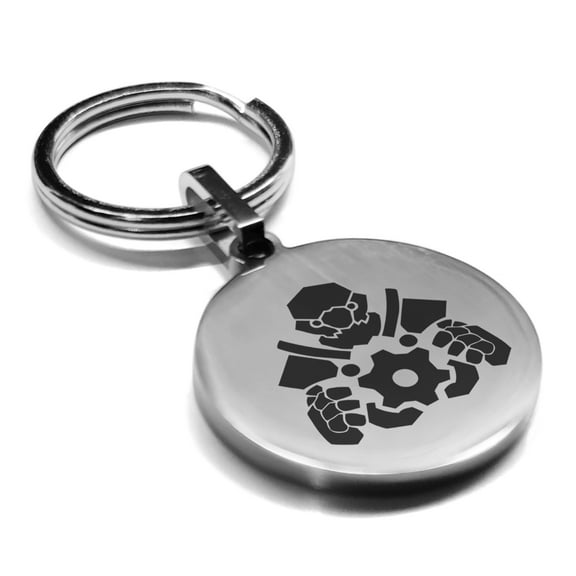 Stainless Steel Mechanist Fantasy Class Round Medallion Keychain Circle Ring