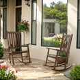 thumbnail image 4 of Devoko Patio Acacia Wood Ergonomic Single Rocking Chair for All-Weather Use, Brown, 4 of 7