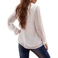 thumbnail image 3 of Sonducket Camiseta de mujer Blusa casual de manga larga con cuello en V de encaje de color sólido Prendas para la parte del cuerpo Blanco XXL Sonducket AP003435-05, 3 of 6
