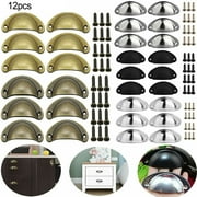 Cup Pull Shell Handles Half Moon Kitchen Cupboard Cabinet Door Drawer Knobs 12 Pcs Set with Screws Iron Construction Multiple Finishes Available Easy Installation for Home Improvement