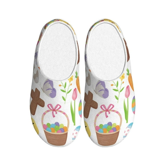 Kdxio Happy Easter1 Women's Men's Slippers Plush Slip-On House Slipper for Winter Indoor Soft Cushion Non-slip Fluffy Slides Slippers-35/36