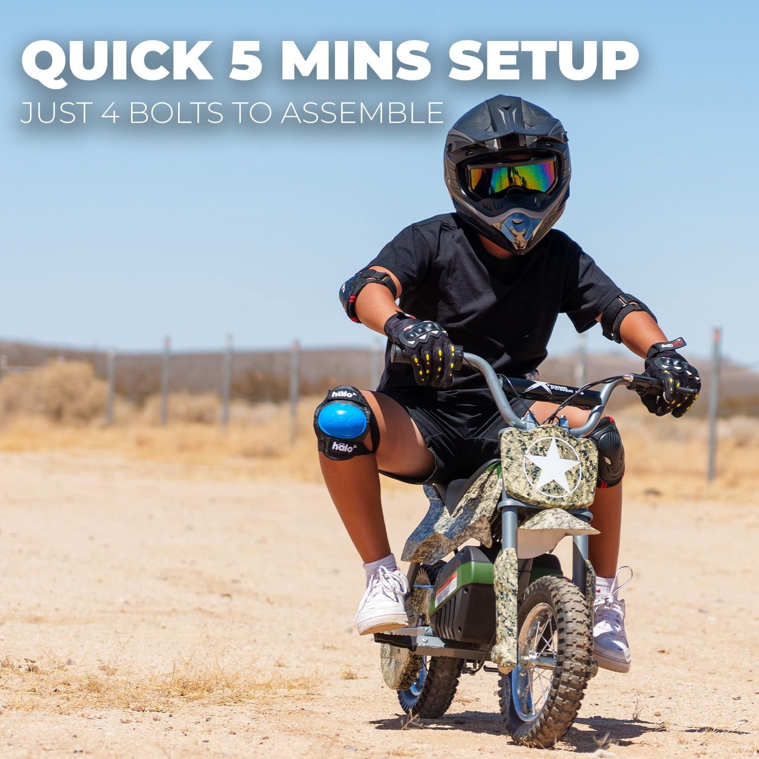 XtremepowerUS 24V 250W Electric Dirt Bike, 1-Seater Ride-On Motorcycle, 14 MPH Max Speed, Camouflage