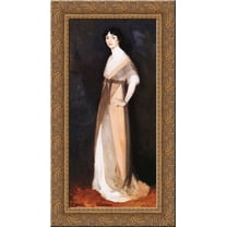 Girl in Rose and Gray. Miss Carmel White 24x14 Gold Ornate Wood Framed Canvas Art by Robert Henri
