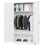 Fesbos Metal Wardrobe Cabinets with Lock,Clothing Locker 72" X 36" X 18" Storage Cabinets for Home Room,Fire Department, School, Employee,Gym,Government