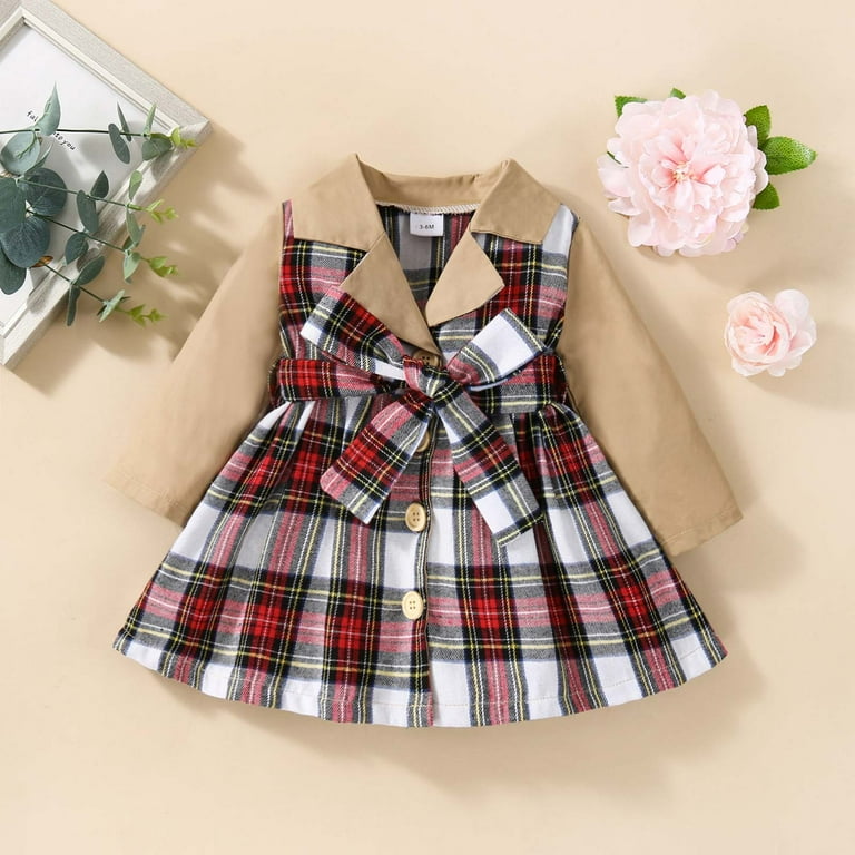 TAGOLD Christmas Toddler Baby Girl's Autumn Winter Plaid Patchwork