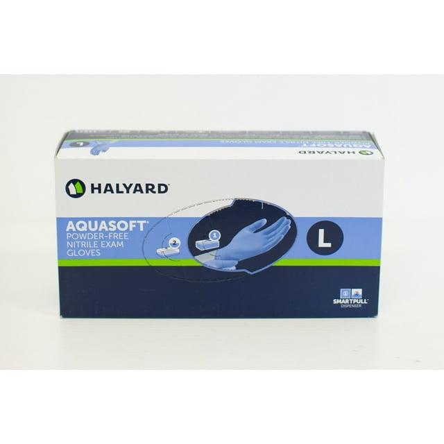 HALYARD Aquasoft Nitrile PowderFree Exam Gloves, 2.8 3.1 mil, Blue