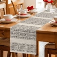 thumbnail image 3 of Bohemian Ethnic Table Runner, Brown Black Lines Linen Texture Cotton Linen Kitchen Table Decoration Washable Dining Tabletop Runners for Home Party Decor 13x36 Inches, 3 of 9