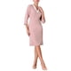 thumbnail image 4 of INSPIRE CHIC Vestido Lápiz de Manga 3/4 para Mujer con Color Contrastante y Escote en V, Elegante Vestido de Trabajo, L Rosa, 4 of 5