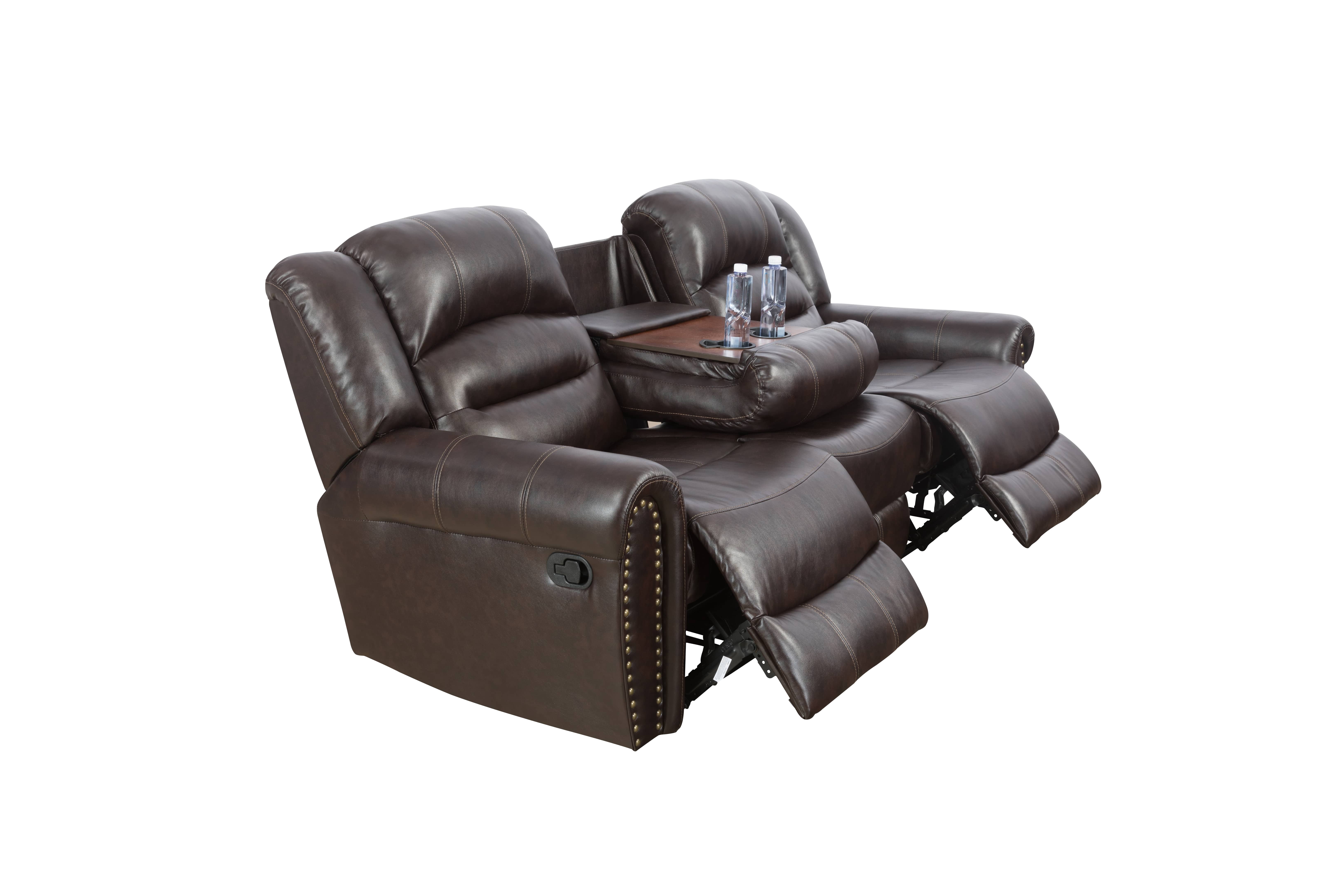 MAYEERTY 85" Modern Semi PU Synthetic Leather Loveseat Recliner Sofa Stylish Business Function Sofa for Living Room，Brown