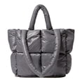thumbnail image 2 of Winter Padded Shoulder Bag Handbag Tote, Women Wide Framed Opening Fashionable Wallet Cotton for Ladies, Girls, Daily Use, Vacation gris Salvador Dali Bolso de mujer, 2 of 6