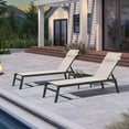 thumbnail image 3 of PURPLE LEAF Outdoor Lounge Chair Set Aluminum Patio Chaise Lounger with Side Table and Pillow for Outside Pool Beach Sunbathing Tanning Recliner Beige, 3 of 9