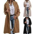 thumbnail image 4 of Women's Double Long Trench Coat Windproof Classic Lapel Slim Overcoat Wool Women Seamless Hiking Winter Jackets Women Coat over Size 6 Wool Belt Wool Winter Jackets for Women Winter Fall Coat for, 4 of 5