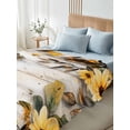 thumbnail image 4 of Yellow Floral Spring Twim Size Flat Sheet, Wrinkleproof & Fadeproof Cooling Flat Bed Sheet Only, Vintage Summer Botanical Breathable Soft Bedding Top Sheets 66 x 96 Inches, 4 of 8