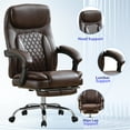 thumbnail image 6 of JONPONY Big and Tall Office Chair 500LBS Executive Office Chair Massage and Footrest Ergonomic Computer Desk Chair Reclining High Back Leather Office Chair Lumbar Back Support Swivel Rolling,Brown, 6 of 15