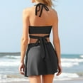 thumbnail image 4 of Gfyviroh Bathing Suits for Women 2 Piece Back Tie Halter Swimwear with Side Slit Skirts High Waisted Casual Summer Beach Swimsuits, 4 of 7