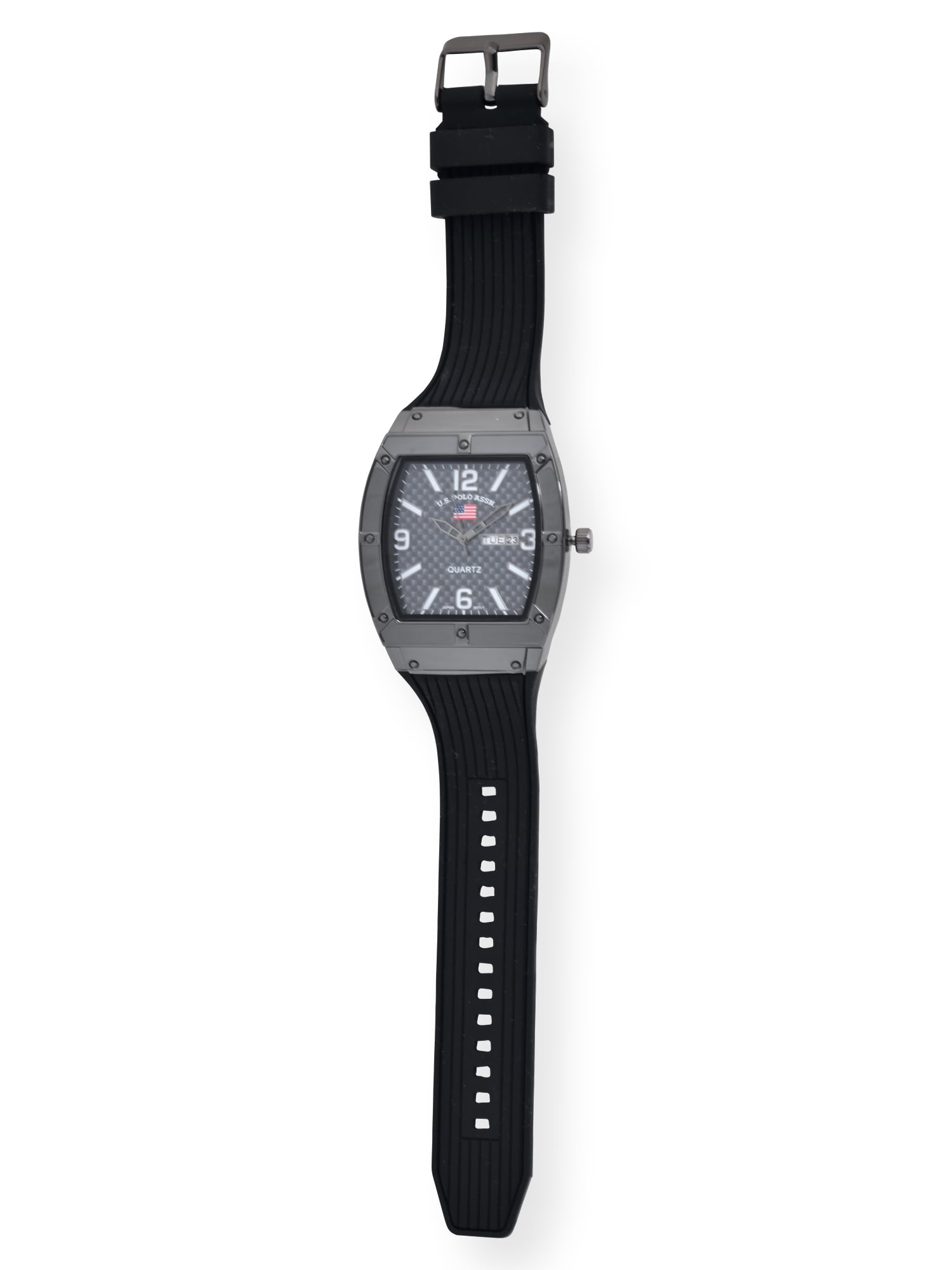 U.S. Polo Assn. Adult Male Analog Watch with Gun Metal Case and Black Silicone Strap (US9797WM)
