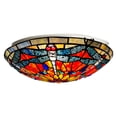 thumbnail image 2 of Vinplus Tiffany 3 Light Flush Mount Ceiling Light 16" White Finish with Tiffany Glass, 2 of 5