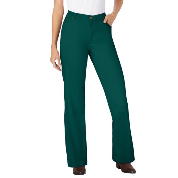 Woman Within Plus Size Petite Stretch Denim Wide-Leg Five-Pocket Jeans