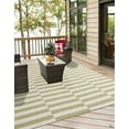 thumbnail image 3 of Unique Loom Outdoor Striped Collection Area Rug - Striped (5' 1" Square Green/Ivory), 3 of 6