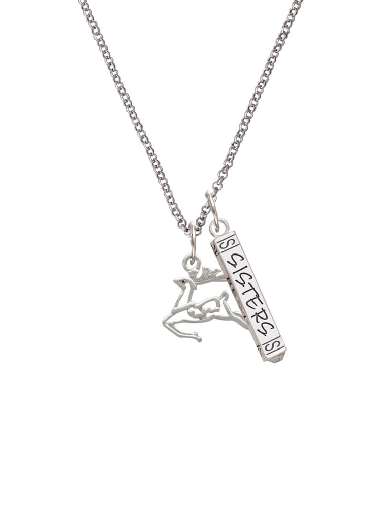 Delight Jewelry Silvertone 2-D Reindeer Silvertone Sisters Best Friends Forever Bar Charm Necklace, 23"