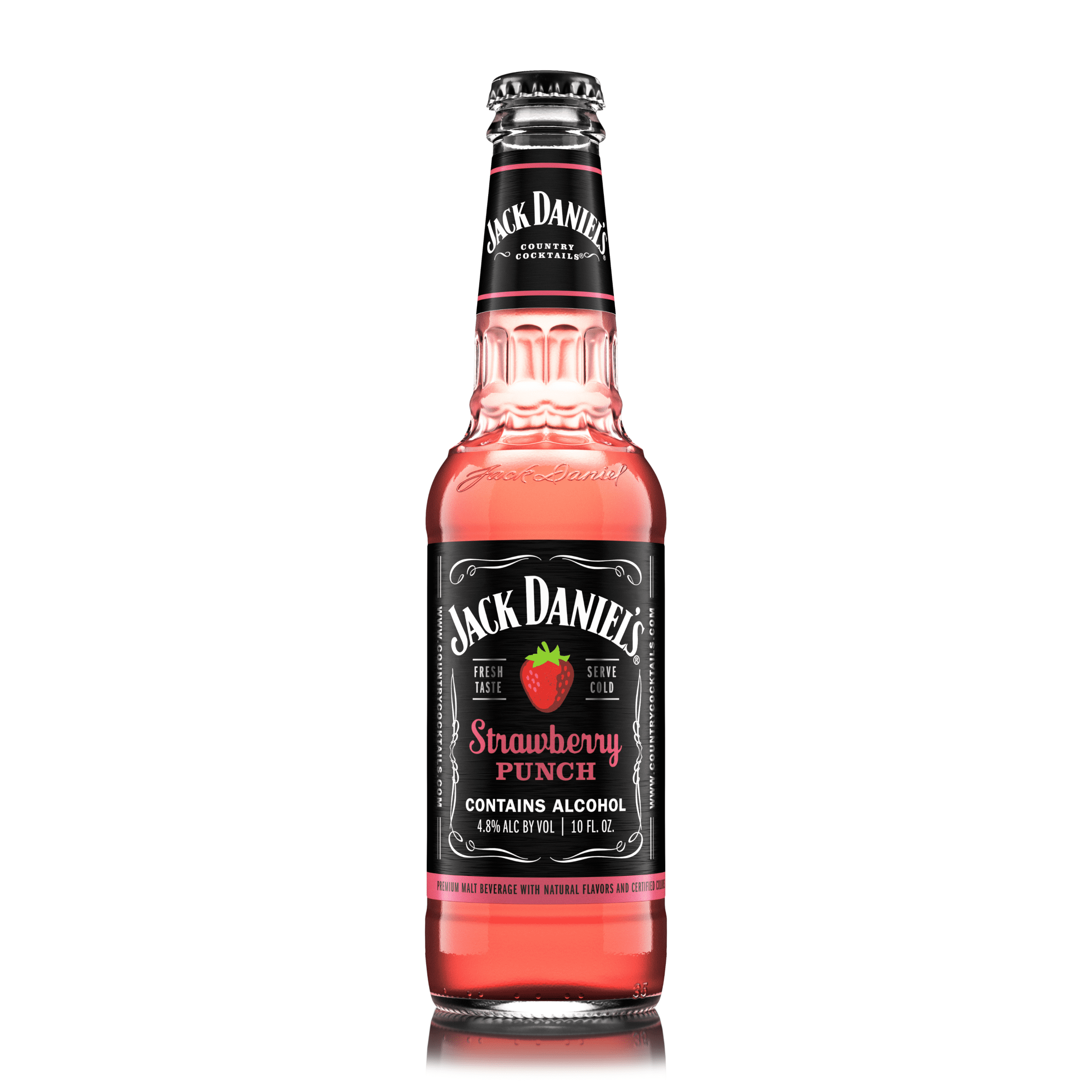 Jack Daniel's Country Cocktails Strawberry Punch 6 pack, 10 fl oz Glass Bottles, 4.8% ABV, Domestic FMB