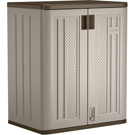 

BBNBDMZ Base Resin Construction -36 Garage Organizer with Shelving Holds up to 75 lbs. -Platinum Doors & Slate Top Cabinet Silver