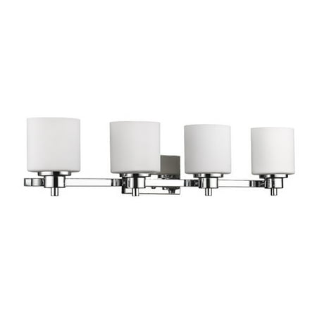 Bath 4 Light Vanity Fixture CHLOE Lighting SOLBI Contemporary 4 Light Chrome Finish Bath Vanity Wall Fixture White Alabaster Glass 33
