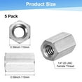 thumbnail image 3 of Uxcell 5-Pack 1/4"-20 UNC Hex Coupling Nuts, 0.59" Length 304 Stainless Steel Fully Threaded[Silver Tone], 3 of 6