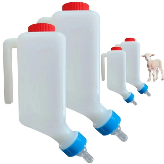 4Pcs Baby Bottles, 800ml Lamb Baby Bottle with Scale Hanging Plastic Milk Feeder Bottle Little Goat Calf Sheep Nursing Bottle with Handle