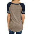 thumbnail image 2 of T-shirts à Manches Courtes pour Femmes Blouse Rayée à Blocs de Couleur Hauts Décontractés, 2 of 2