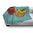 thumbnail image 2 of Pop Art Soft Flannel Fleece Throw Blanket, Vegetables in Comics Strip Style Eco Cooking Vegetarian Diet Food, Cozy Plush for Indoor and Outdoor Use, 50" x 60", Turquoise and Multicolor, by Ambesonne, 2 of 5