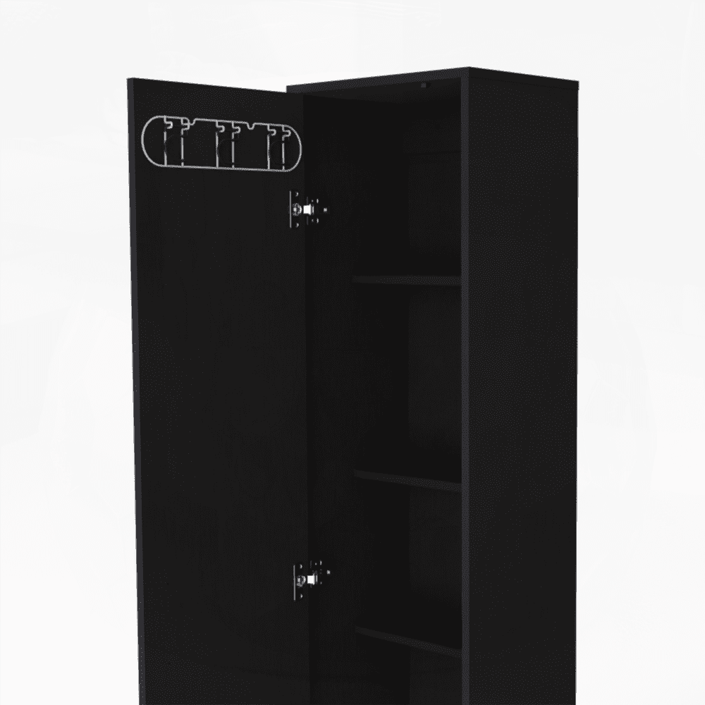 Black Single-Door Storage Cabinet with 5 Shelves – Ideal for Garage & Home Organization
