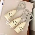 thumbnail image 2 of Cute Smiley Face Beer Bottle Opener - Ceramic Handle, Standable Stainless Steel Bottle Opener, 2 of 5
