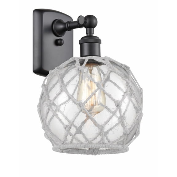 Innovations 516-1W-BK-G122-8RW-LED Farmhouse Rope 1 Light Sconce part of the Ballston Collection, Matte Black