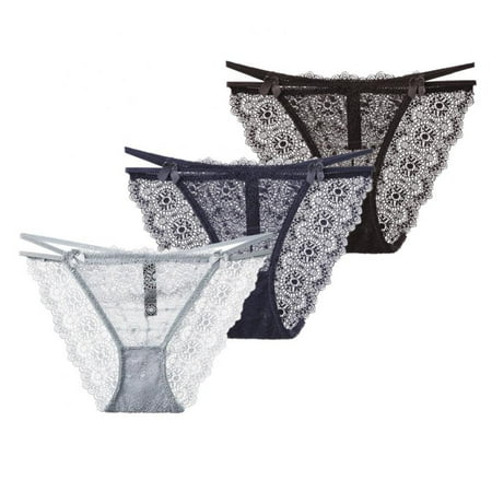 

Linen Purity G-String Womens Underwear Lace Low Rise - See Through Panties Breather Seamless Smooth Lace Thongs for Women(3-Packs)
