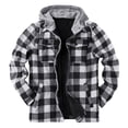 thumbnail image 2 of ZCFZJW Heavy Thick Flannel Plaid Jacket Sherpa Fleece Lined Hoodies for Men Zip Up Winter Warm Coat Outwear Buffalo Zipper Sweatshirt with Pockets White M, 2 of 3