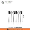 thumbnail image 2 of Stainless Steel Lotus Plain Baby Spoon Set Of 6 Pieces, Silver | Dishwasher Safe, 2 of 5