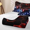 thumbnail image 4 of meiyoeat Gradient Gamepad Bed Spread Queen for Boys Gamers, Neon Honeycomb Red Blue Gaming Queen Coverlet Set, 3-Piece 1 Quilt and 2 Pillowcases, 4 of 7
