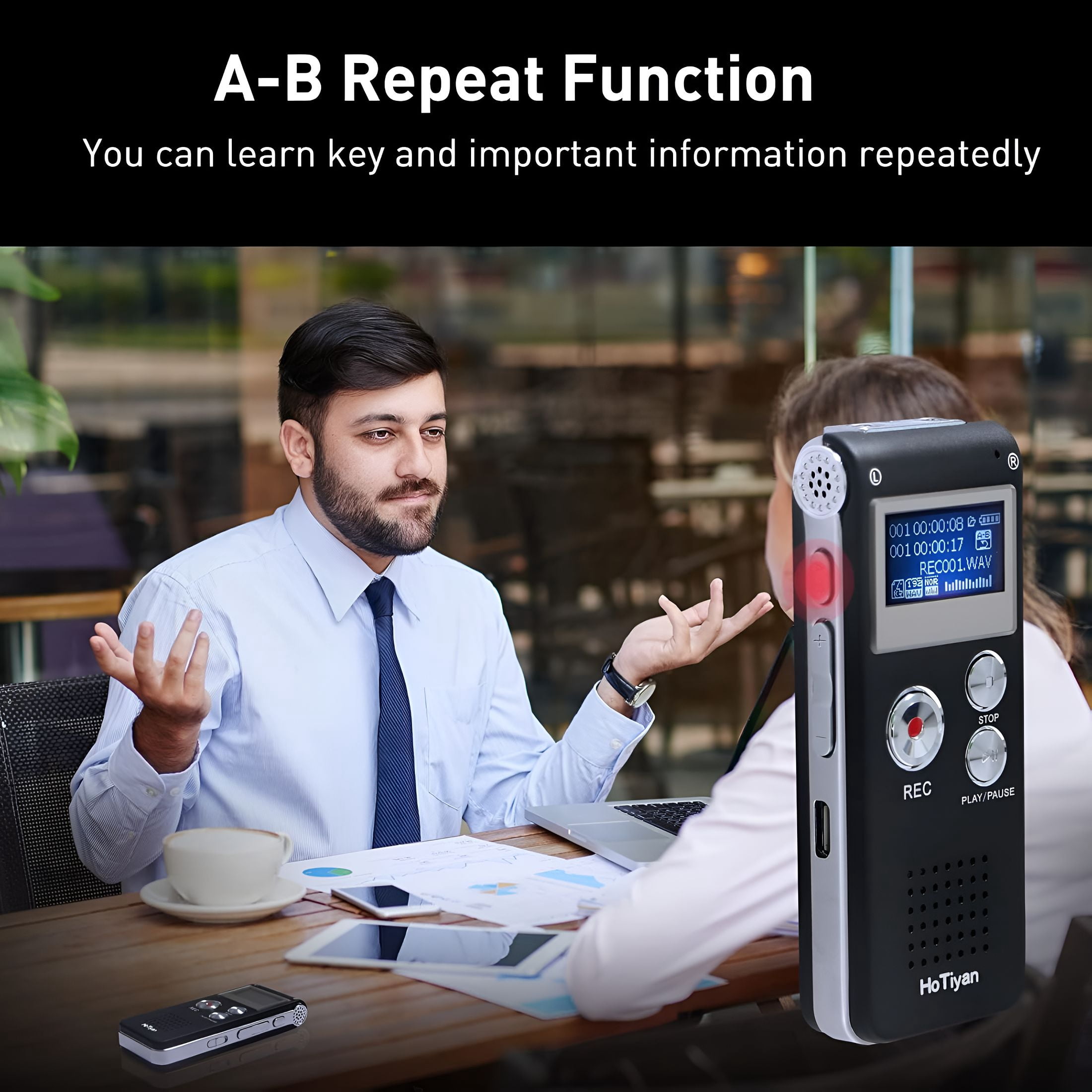 GJX Voice Recorder 16Gb Capacity Voice Activated Recording Device Digital Voice Recorder for Lectures,Meetings,Interviews Audio Recorder with Usb Rechargeable Wav/Mp3 Tape Recorder