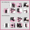 thumbnail image 5 of Rolling Portable Nail Table with 360 Wheels and Led Mirror, 4 Drawers Makeup Case with Lock, Makeup Storage Organizer for Manicurist, Technician, Workstation Artist, Pink, 5 of 9
