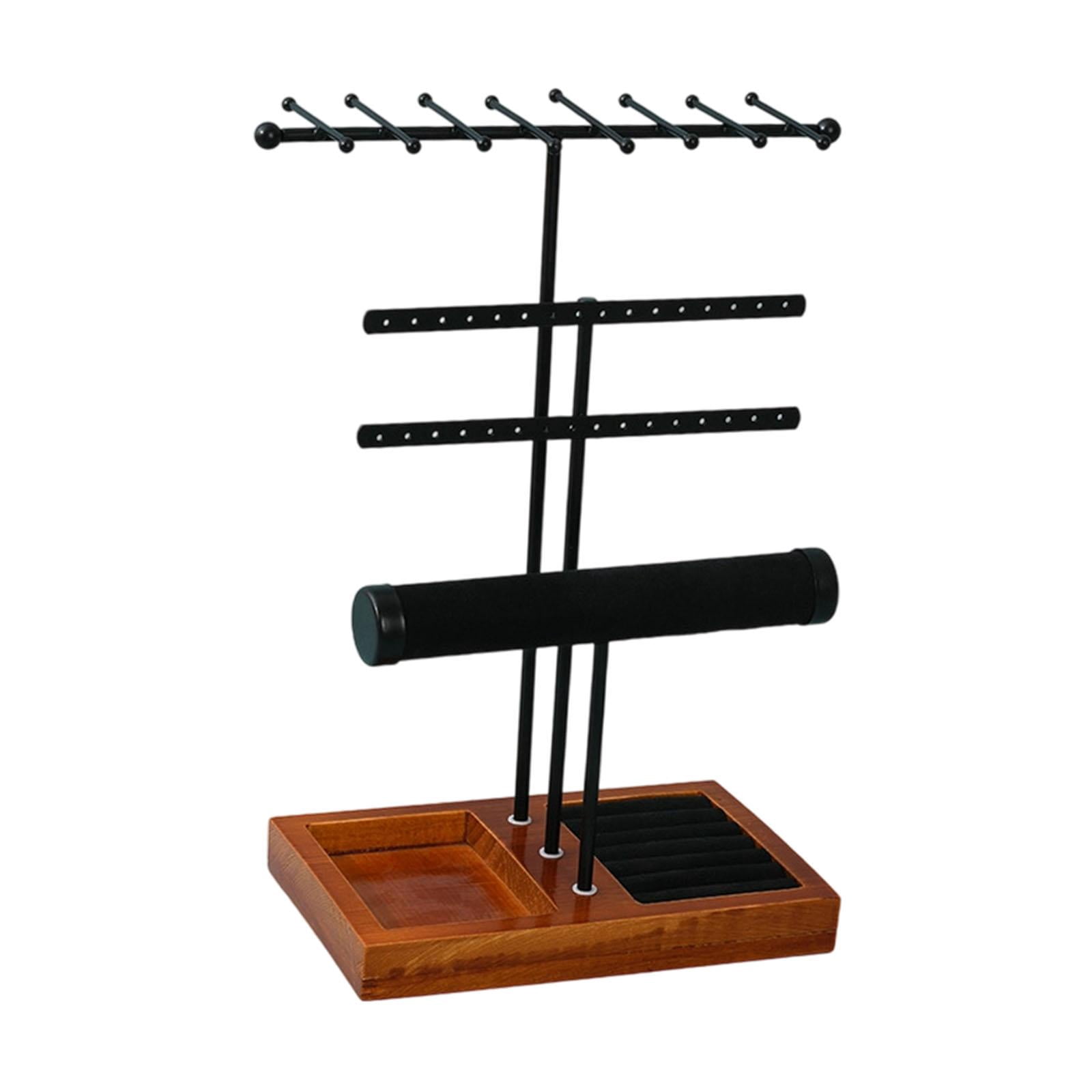 Jewelry Organizer Earring Display Necklace Hanger Versatile Metal and Wood for Home Tabletop Dresser Vanity