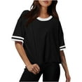 thumbnail image 1 of Camisetas Sobredimensionadas para Mujeres Gota Hombro Cuello Redondo Cultivo Top de Entrenamiento, Blusa de Verano Casual para Diario Y Fitness, 1 of 4