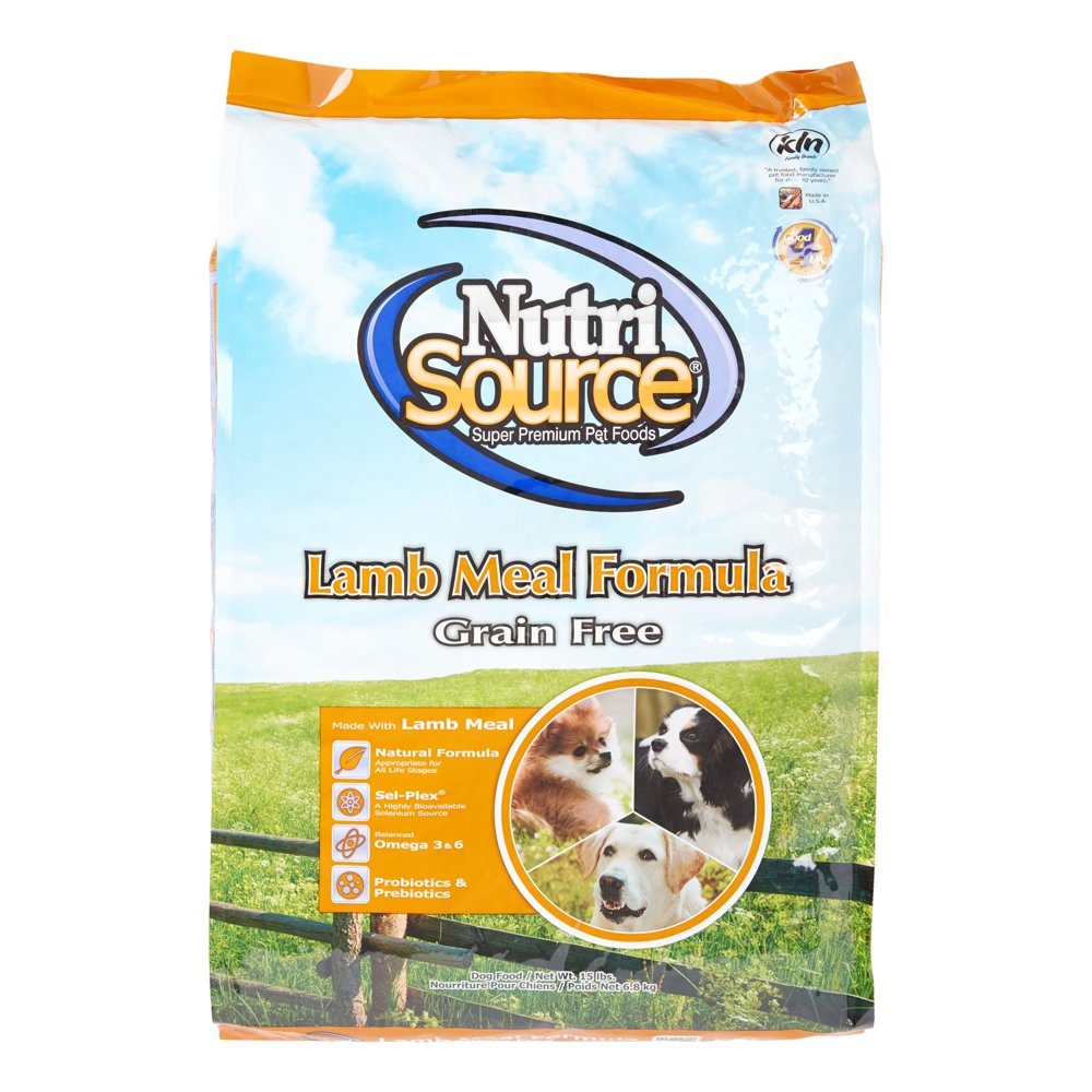 NutriSource GrainFree Lamb Meal & Peas Formula Dry Dog Food, 15 lb