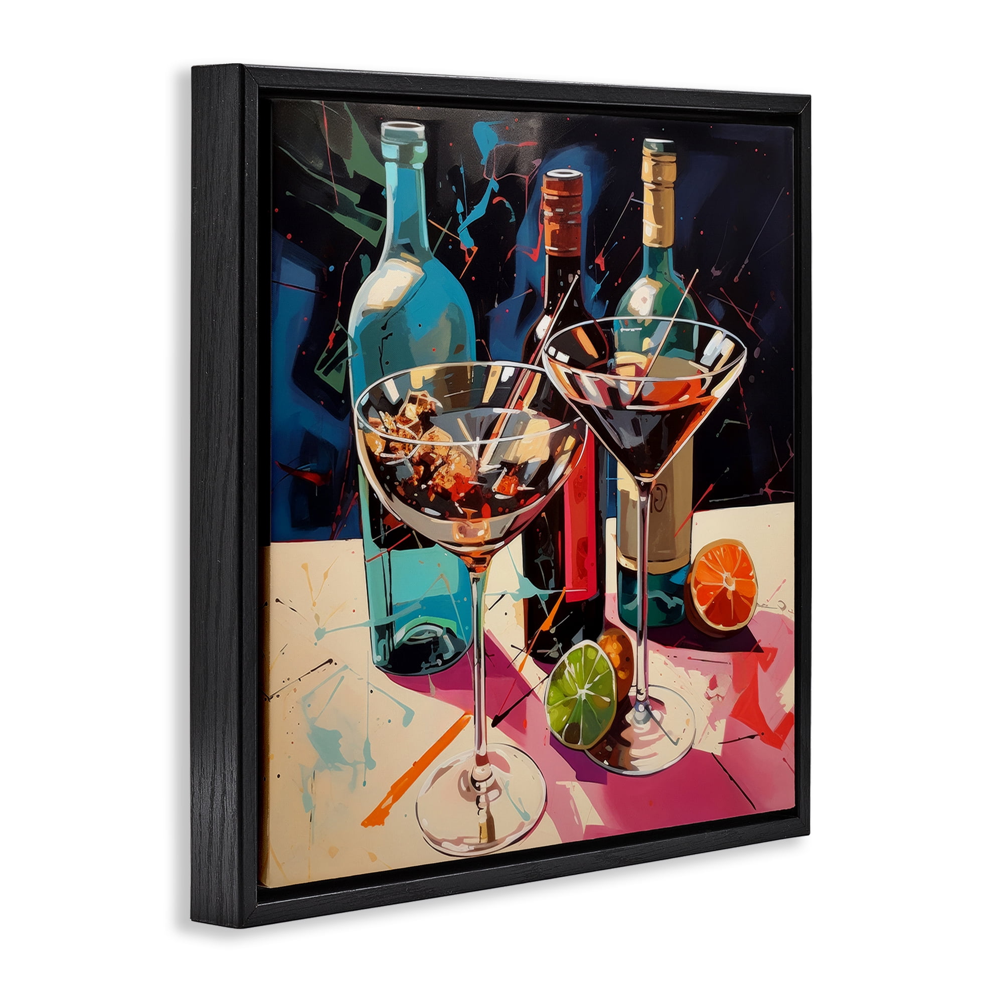 Stupell Industries Artsy Cocktails of Every Sip Black Framed Floater Canvas Wall Art, design by Lazar Studio