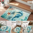 thumbnail image 5 of 2x3 Ft Entryway Area Rug, Sea Seahorse Coastal Kitchen Rug Runner Washable Floor Mat, Turquoise Nautical Summer Coral Vintage Non Slip Indoor Door Mat Throw Carpet for Bathroom Living Room Bedroom, 5 of 8