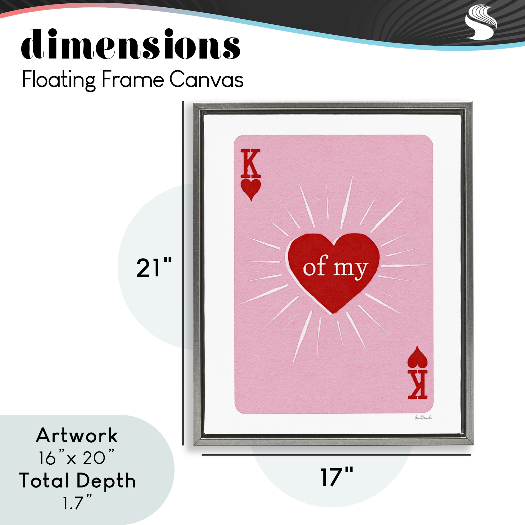 King Of My Heart Gray Framed Floater Canvas Wall Art, design by Amanda Greenwood
